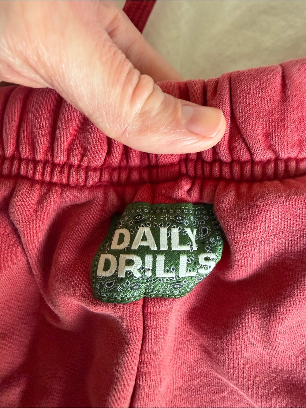 Daily Drills Unisex Joggers- Sunbleached Vintage Red with Bandana Patch